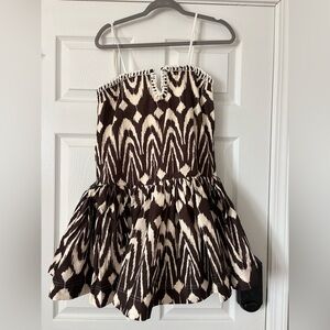 Chic Brown and White Patterned Dress